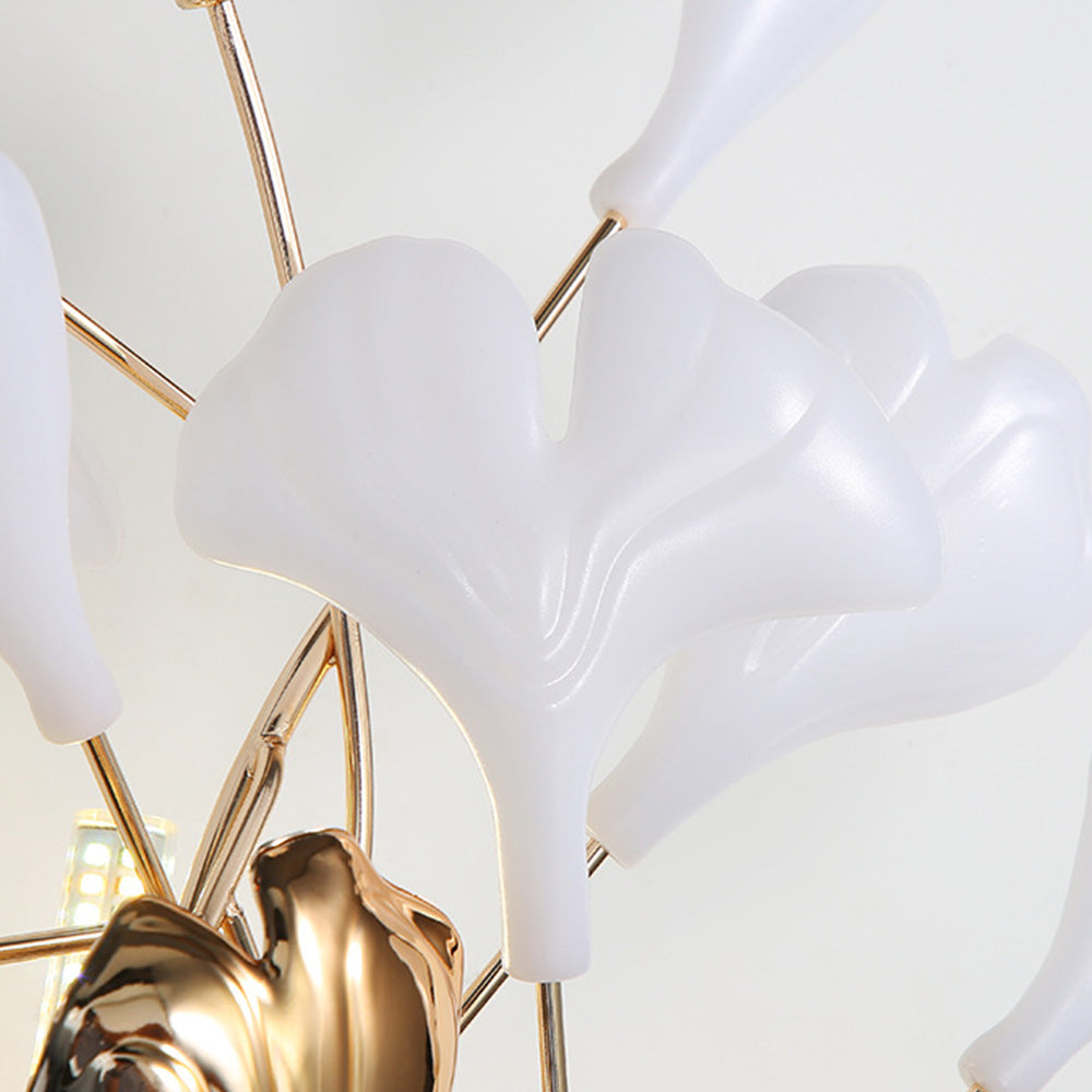 Olivia Design LED Bellissimo Ginkgo Biloba Applique Ceramica Metallo Bianco/Oro Soggiorno/Camera da Letto