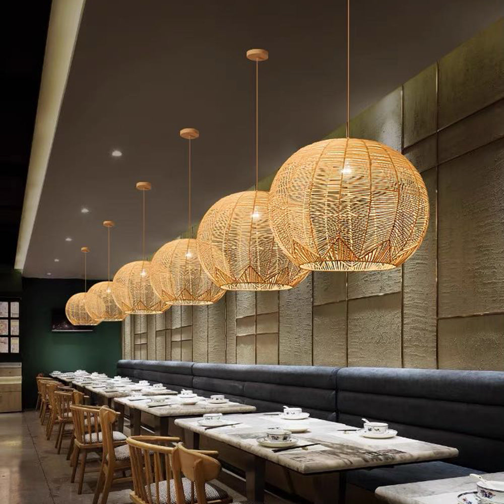 Ritta Designer Rotondo Rattan Lampade a Sospensione Sala da Pranzo Fatto a Mano