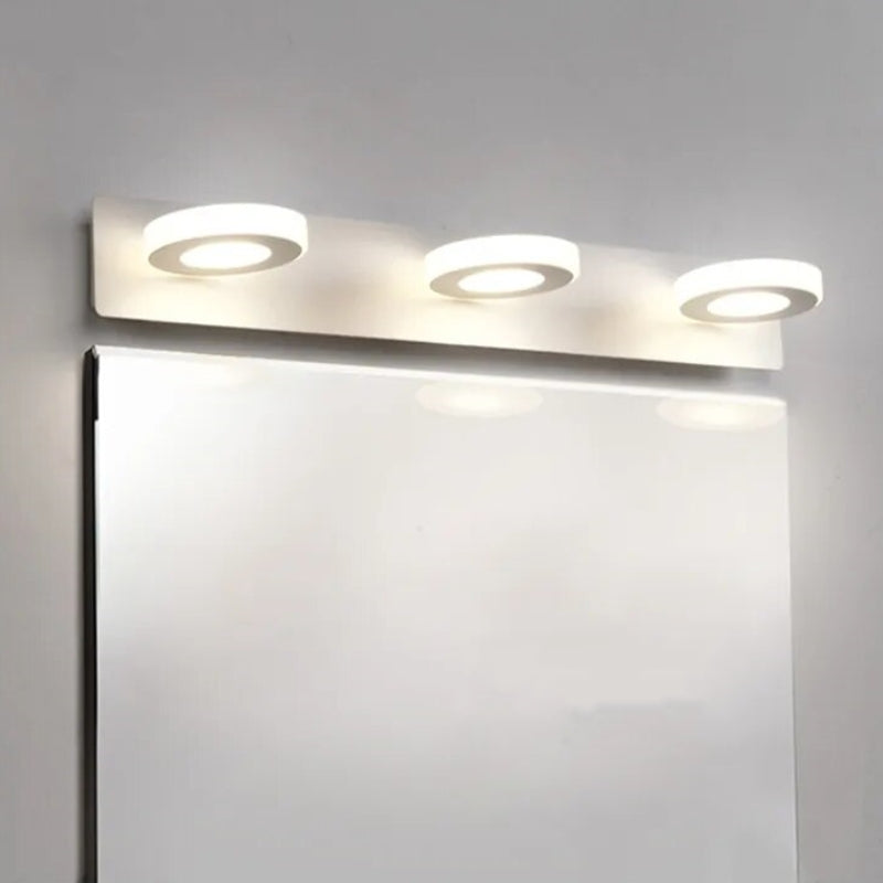Arisha Design Minimalismo LED Applique Metallo Acrilico Bianco Rotondo Specchio Bagno