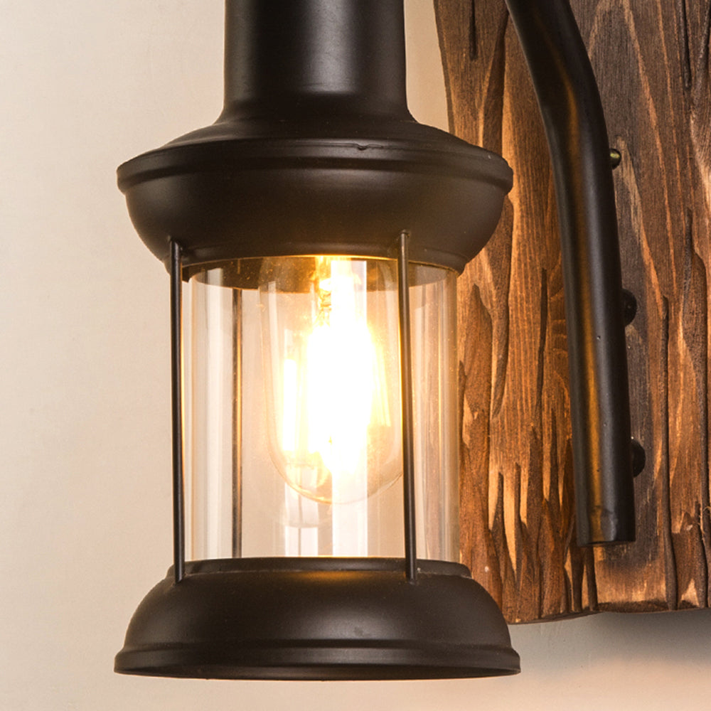Epoch Vintage Vintage Candela Industriale LED Applique Legno Metallo Nero Soggiorno/Camera da Letto