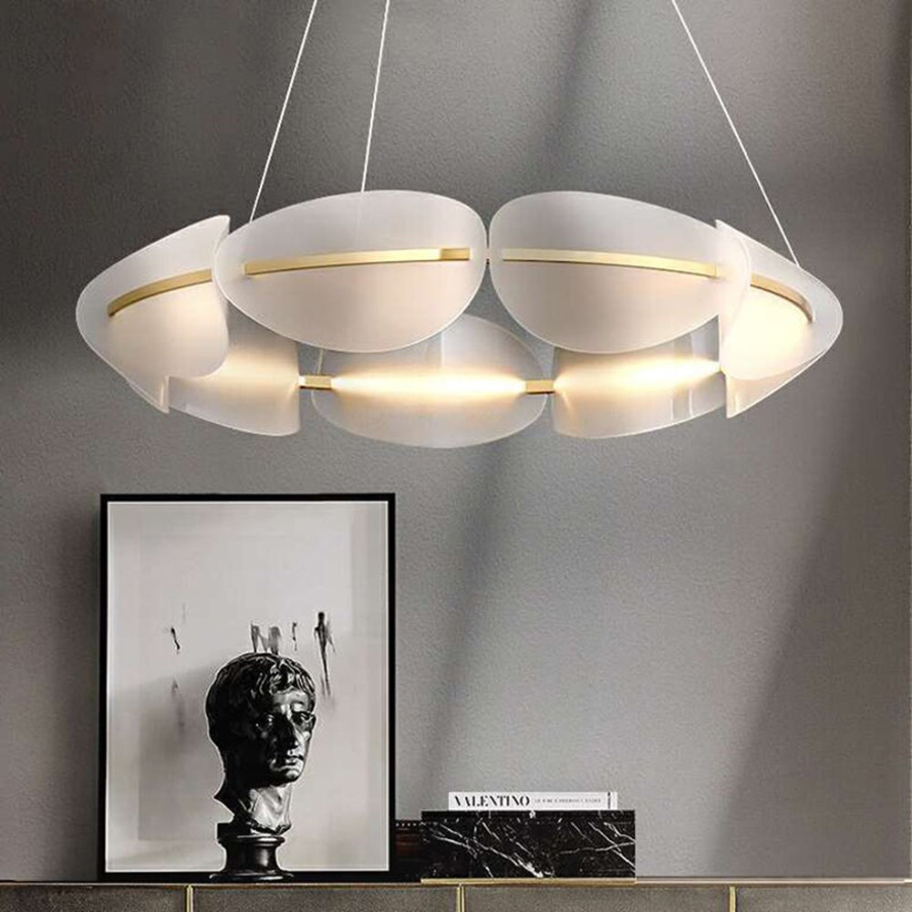 Bella Lampada a Sospensione Metallo Bianco Anello Moderna