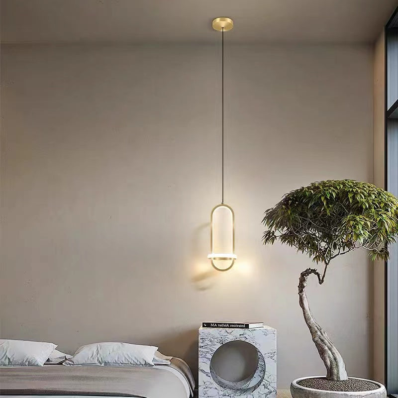 Arisha Minimalista Moderna LED Lampada a Sospensione Squillo LED Nero/Oro Soggiorno/Camera da Letto