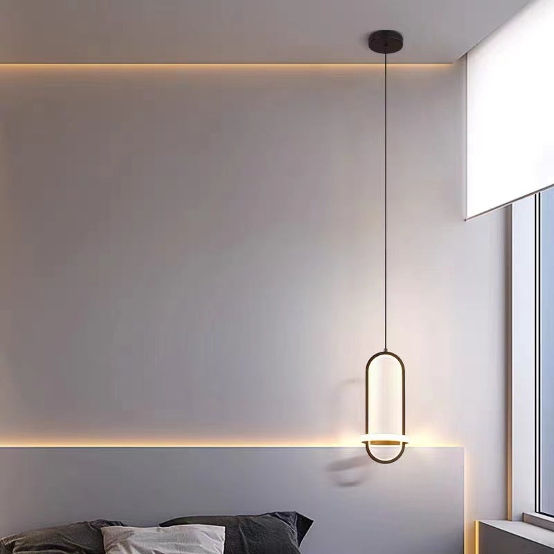 Arisha Minimalista Moderna LED Lampada a Sospensione Squillo LED Nero/Oro Soggiorno/Camera da Letto
