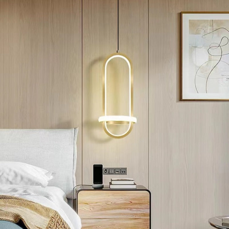 Arisha Minimalista Moderna LED Lampada a Sospensione Squillo LED Nero/Oro Soggiorno/Camera da Letto