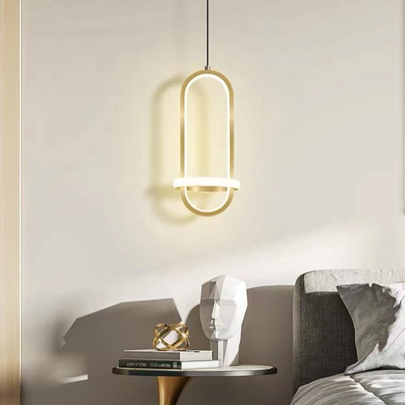 Arisha Minimalista Moderna LED Lampada a Sospensione Squillo LED Nero/Oro Soggiorno/Camera da Letto