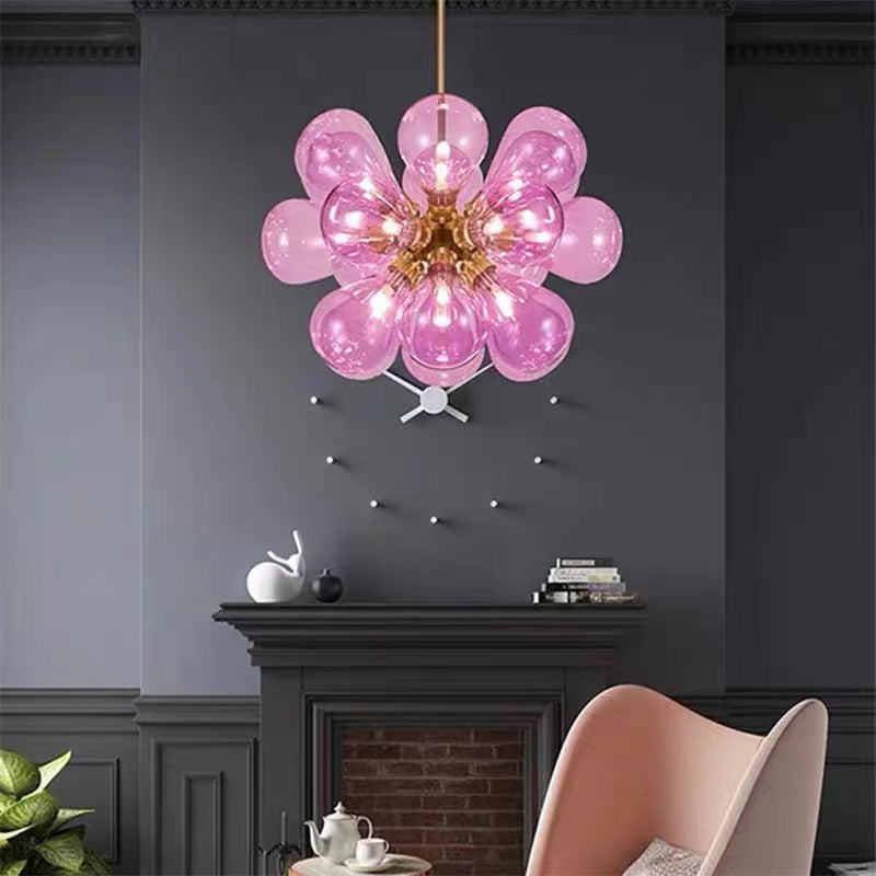 Valentina Design LED Lampade a Sospensione Bolla Vetro Blu/Bianco/Viola