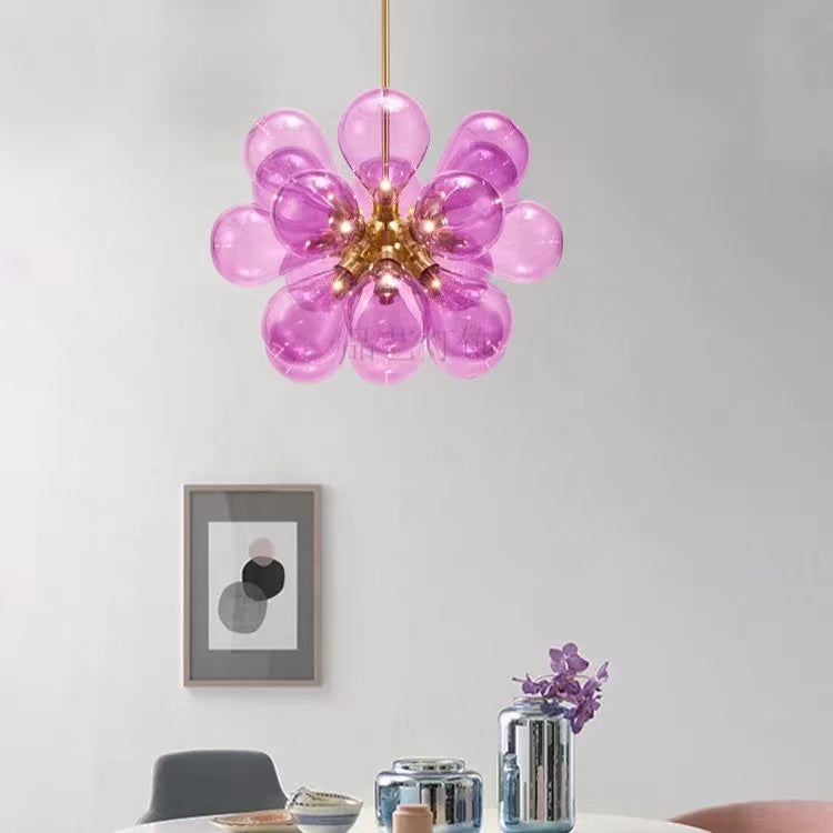 Valentina Design LED Lampade a Sospensione Bolla Vetro Blu/Bianco/Viola