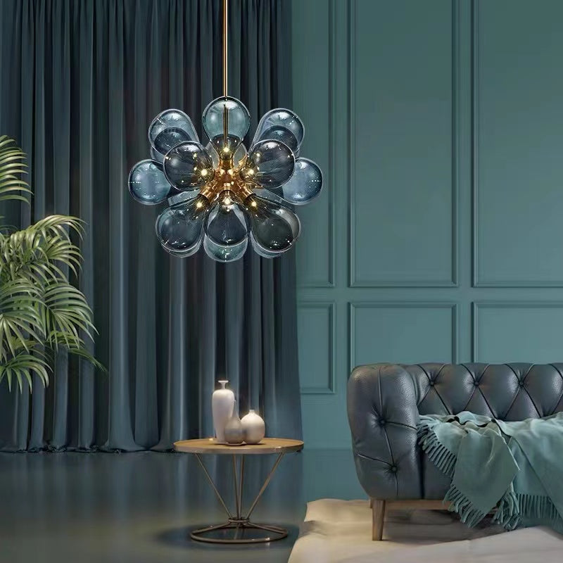 Valentina Design LED Lampade a Sospensione Bolla Vetro Blu/Bianco/Viola