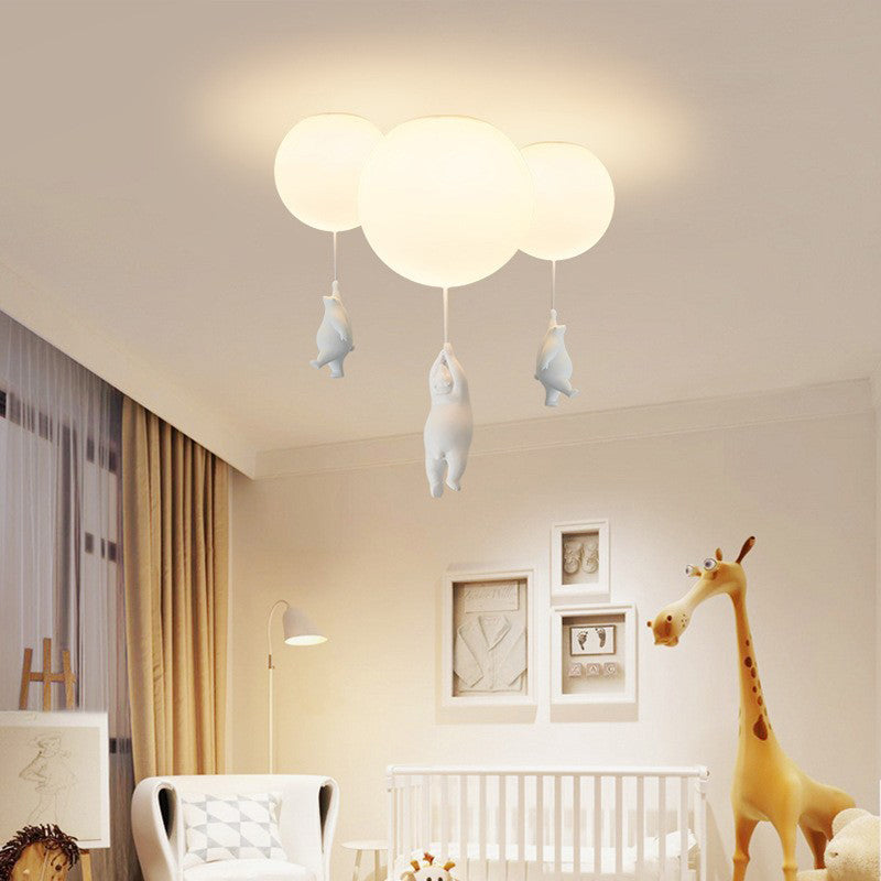 Fateh Moderno Bellissimo LED Plafoniera Bianco Orso Pallone Resina Acrilico Soggiorno/Camera da Letto/Studio