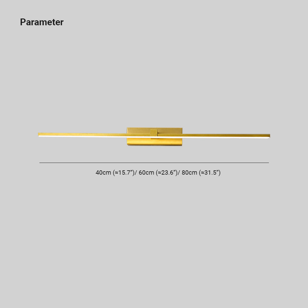 Arisha Moderno Lineare Classico LED Applique Metallo Oro Specchio Bagno