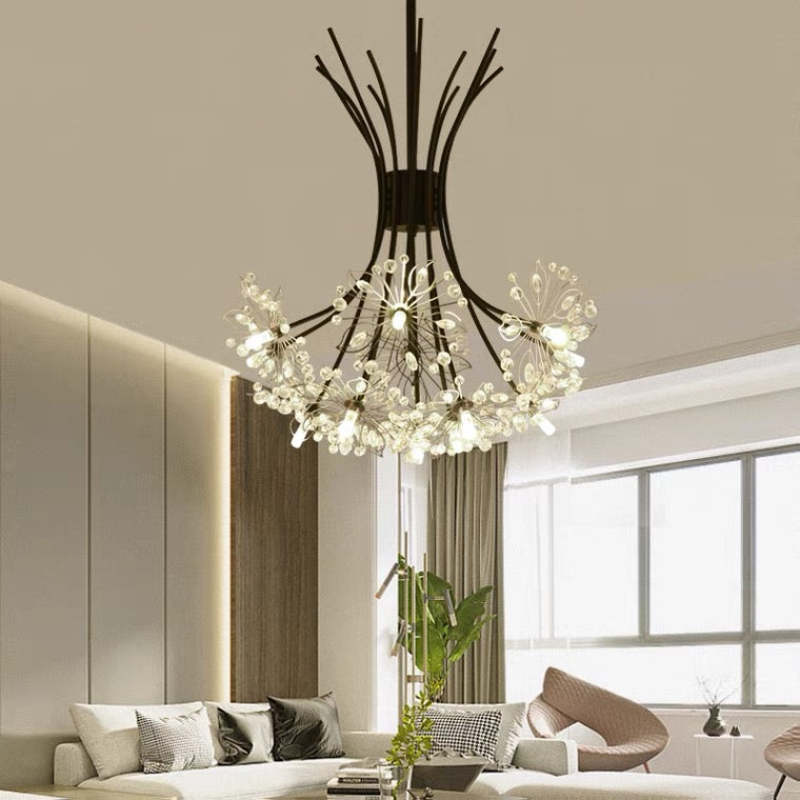 Lily Moderna Arte Deco Lampada a Sospensione Sputnik Metallo/Acrilico Nero/Oro