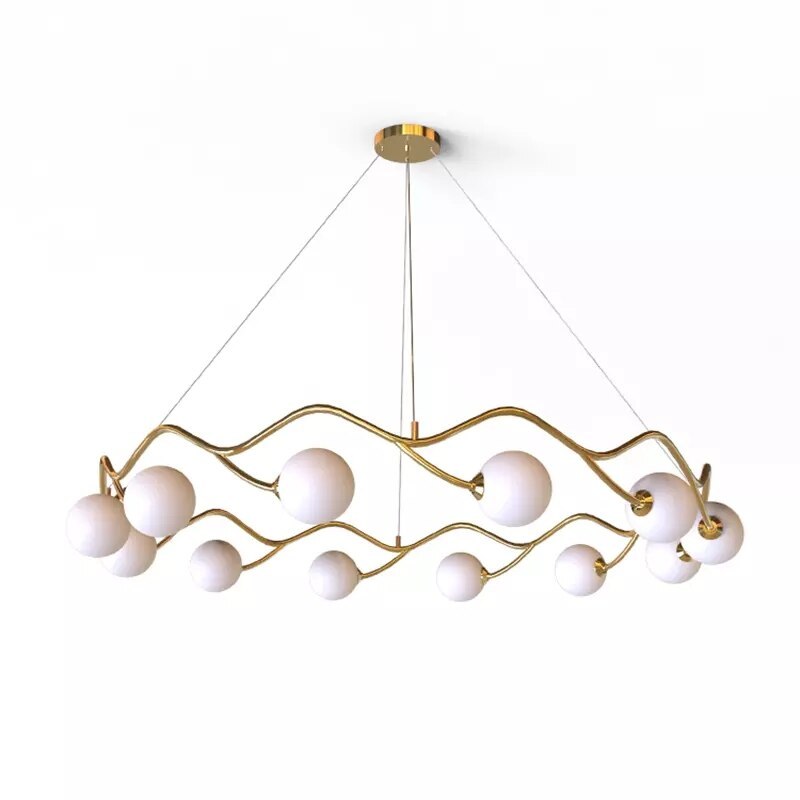 Valentina Moderno LED Elegante Lampada a Sospensione Metallo Vetro Bianco Oro Soggiorno/Camera da Letto