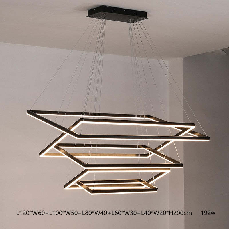 Bouvet Moderno LED Lampada a Sospensione 5 Stratificato Nera Soggiorno/Camera da Letto