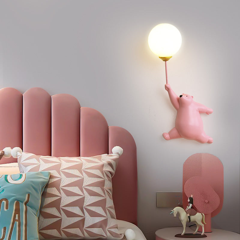 Aria Design LED Applique da Parete Lettura Pallone d'Orso Bianco/Blu Camera da letto/Studio/Soggiorno