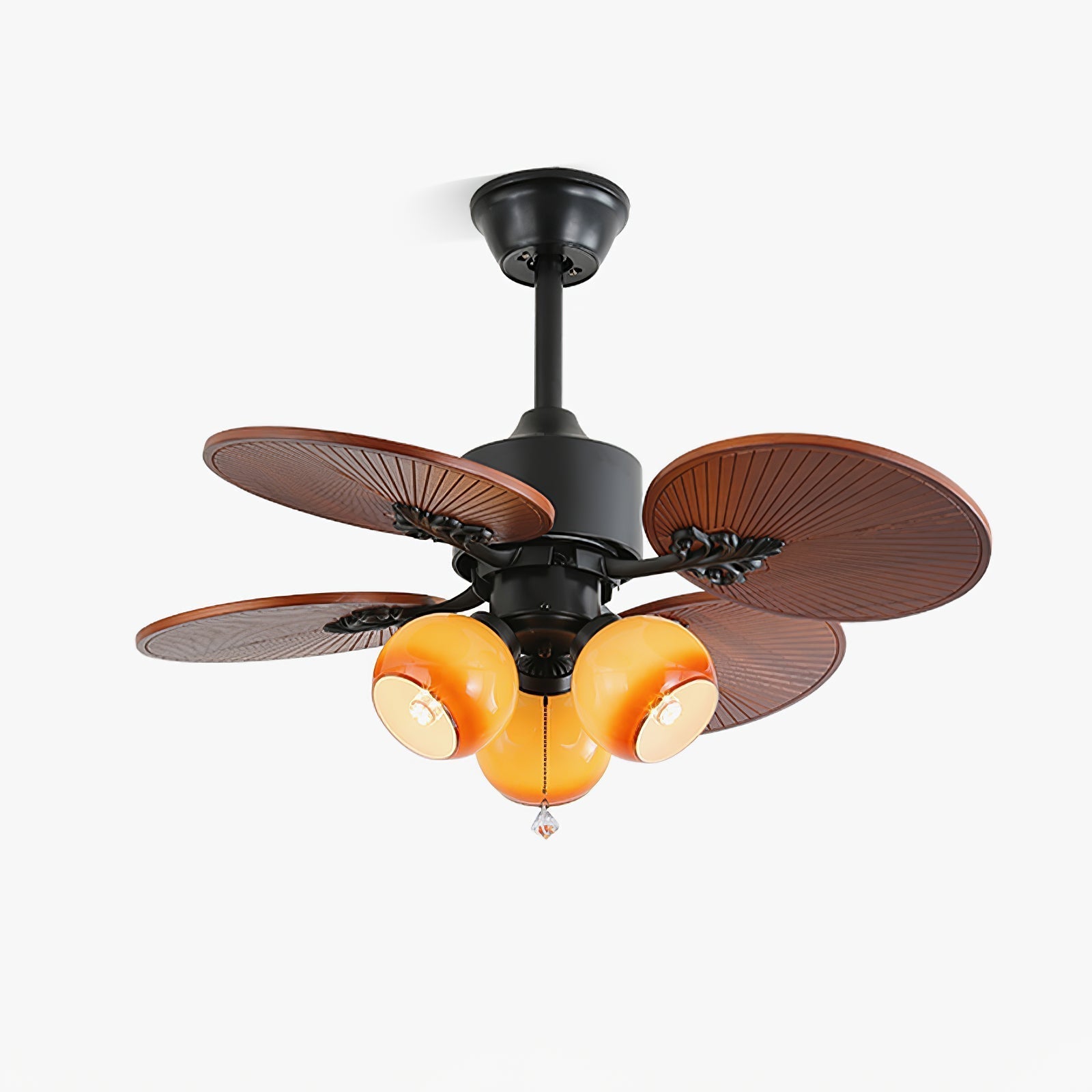 Ventilatore Solara (Modello A, 91cm) con finitura effetto legno noce.