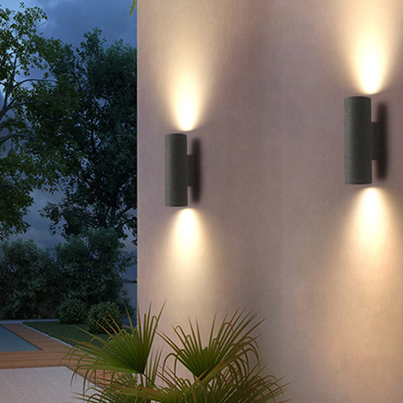 Ray Moderne LED Lampade da Esterno Cilindro Doppio Testa Cemento Nero/Bianco