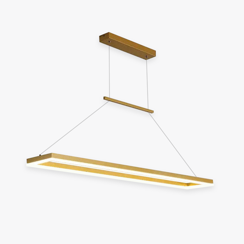 Edge Minimalismo LED Lampada a Sospensione Metallo Orizzontale Rettangolare Lussa Caffè/Oro