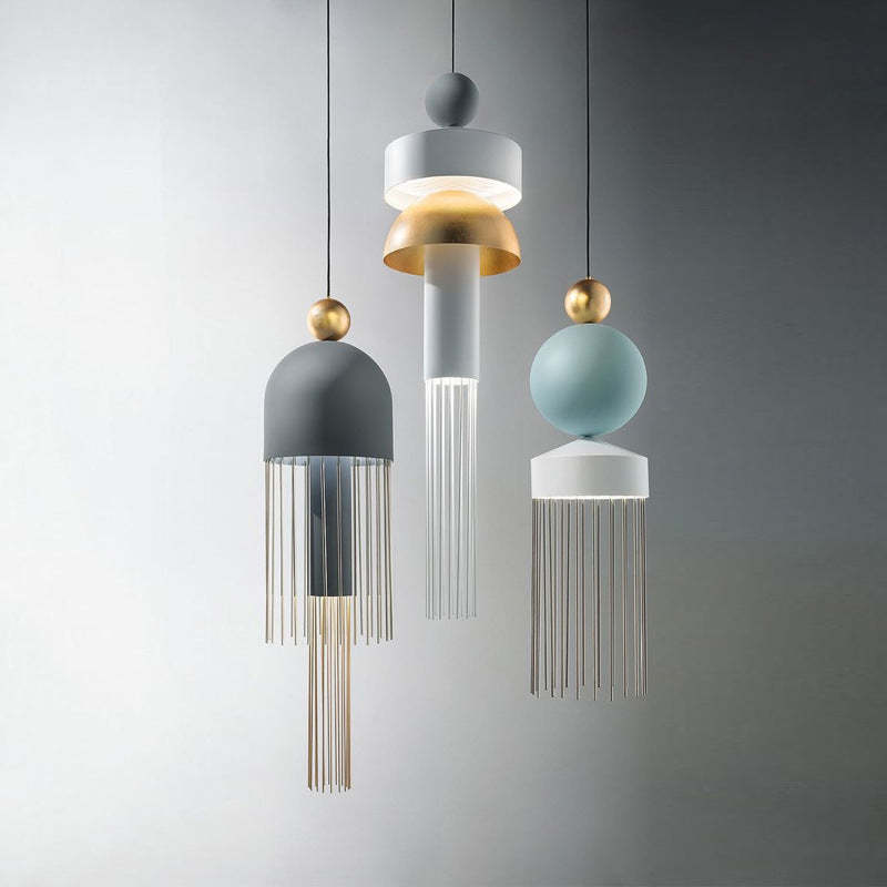 Colon Design LED Lampada a Sospensione Metallo Nappa Campanelli Eolici Moderna Soggiorno/Camera da Letto