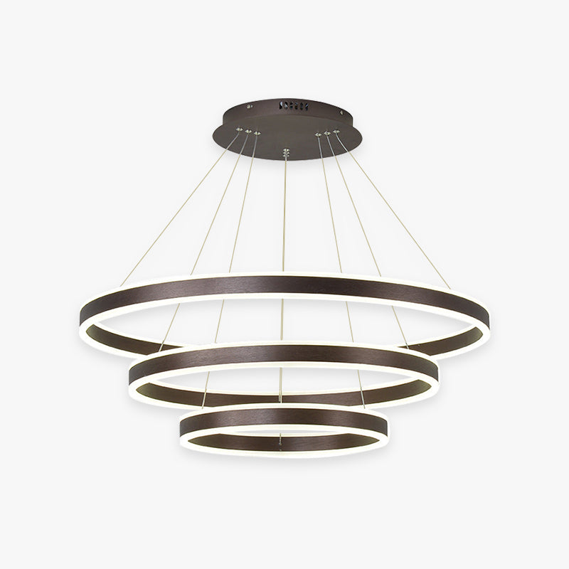 Arisha LED Lampada a Sospensione Caffè 3 Anelli Moderna Minimalista