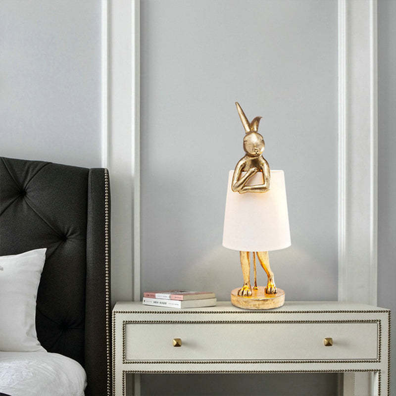 Alice Moderna Coniglio Balletto LED Lampada da Tavolo Bianco/Oro Camera da Letto/Soggiorno