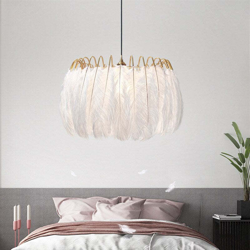 O'Moore Elegante LED Lampade a Sospensione Piuma Nero/Bianco Camera da Letto/Soggiorno