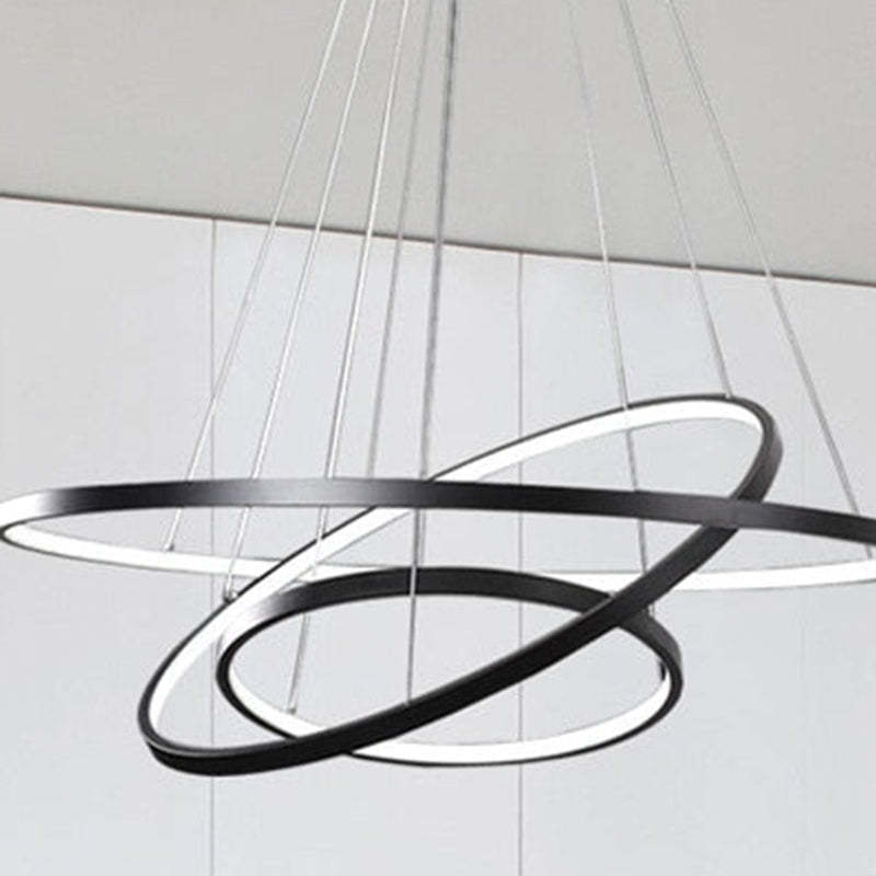 Arisha Design Illuminato LED Lampada a Sospensione Bianco/Nero/Oro Anello Interno Soggiorno/Camera da Letto