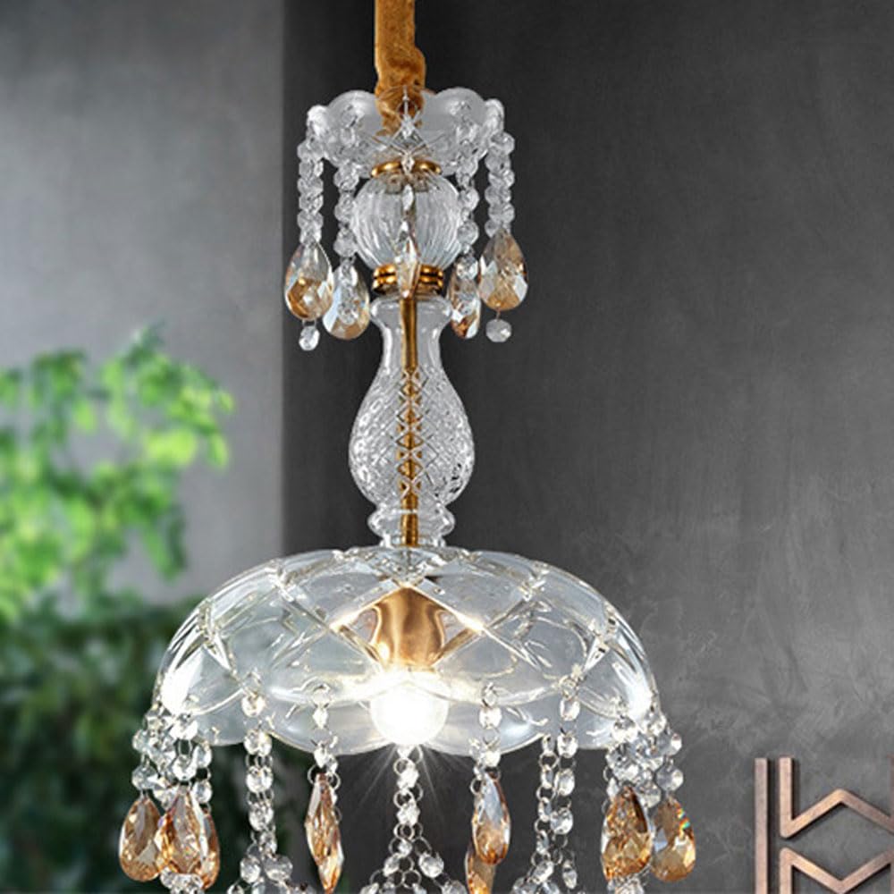 Kristy Retro Rotondo Lampade a sospensione Oro Vetro Soggiorno Bar