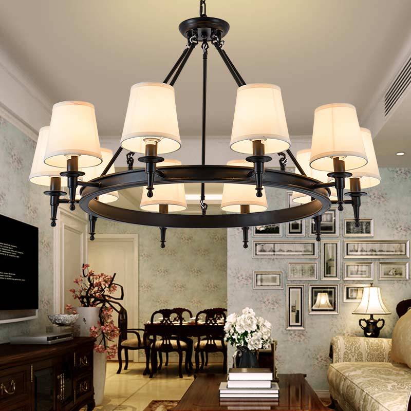 Alessio Vintage Industriale LED Lampade a Sospensione Metallo Tessuto Nero/Marrone Sala da Pranzo
