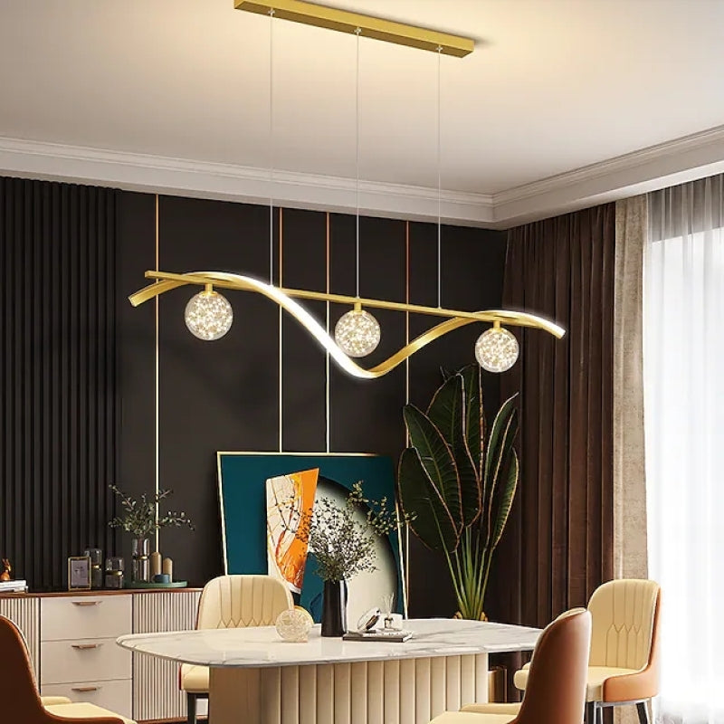 Arisha Lampada a Sospensione Metallo/Vetro Nero/Oro Cucina/Soggiorno