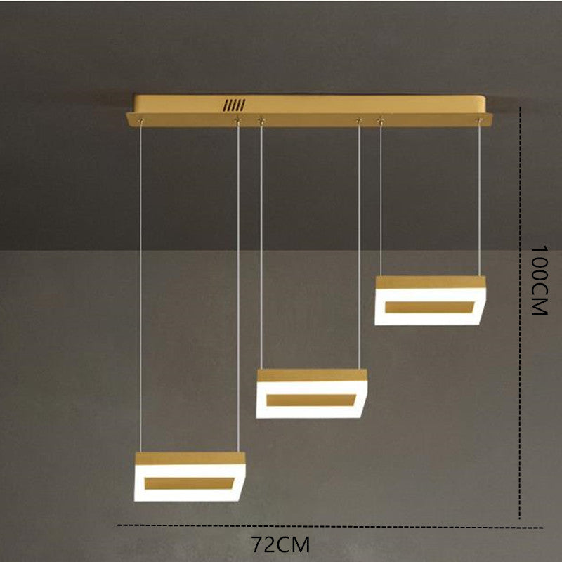 Arisha Moderne LED Lampade a Sospensione Metallo Oro 3 Luci Quadrato