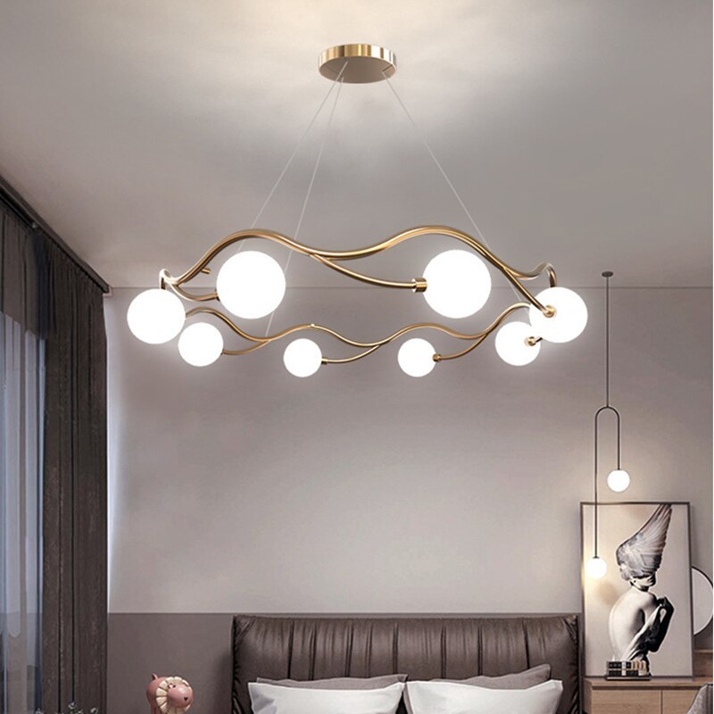 Valentina Moderno LED Elegante Lampada a Sospensione Metallo Vetro Bianco Oro Soggiorno/Camera da Letto