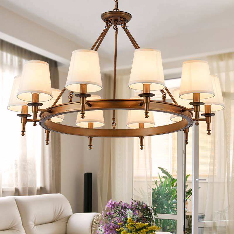 Alessio Vintage Industriale LED Lampade a Sospensione Metallo Tessuto Nero/Marrone Sala da Pranzo