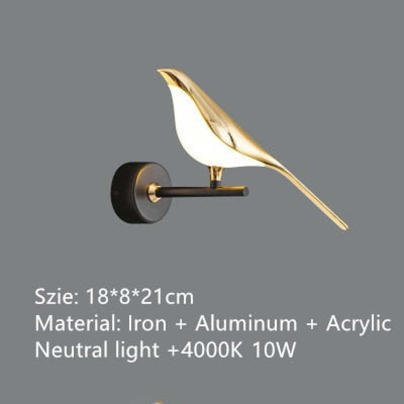 Arisha Design LED Applique Speciale Metallo Acrilico Oro Uccello Soggiorno/Camera da Letto/Ristorante/Studio