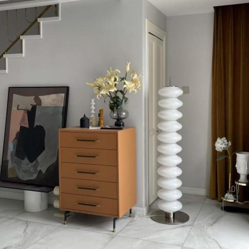 Mira Moderno Lungo Lampade da Terra Caramelle Metallo Vetro Bianco Soggiorno/Camera da Letto/Sala Studio