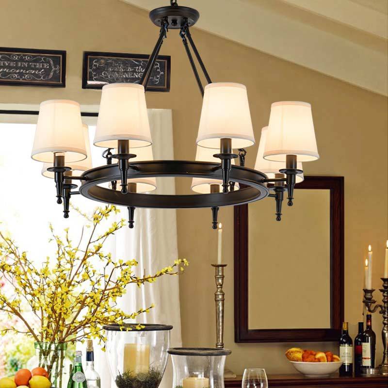 Alessio Vintage Industriale LED Lampade a Sospensione Metallo Tessuto Nero/Marrone Sala da Pranzo