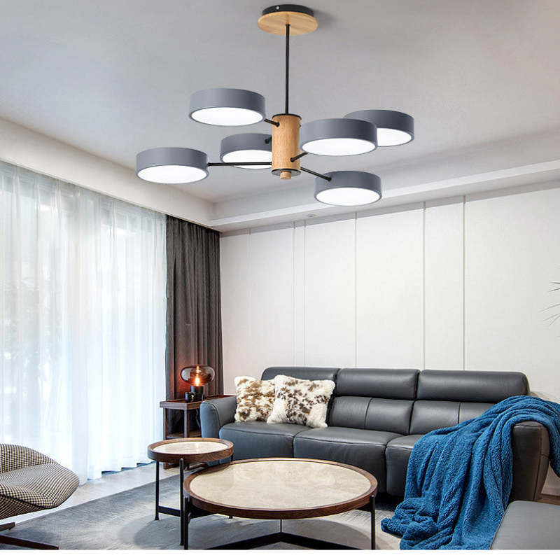 Arisha Moderna LED Design Lampada a Sospensione Metallo Legno Grigio/Verde Soggiorno/Camera da Letto