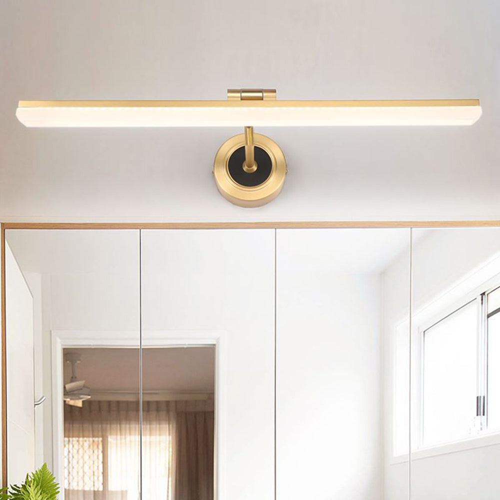 Arisha Design Vintage LED Applique Rettangolo Lineare Specchio Metallo Anteriore Nero/Oro Bagno