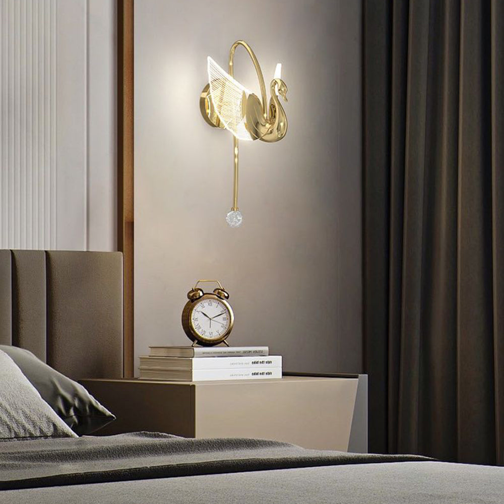 Arisha Design LED Cigno Lampada da Parete Acrilico Metallo Oro/Rosa Soggiorno/Camera da Letto