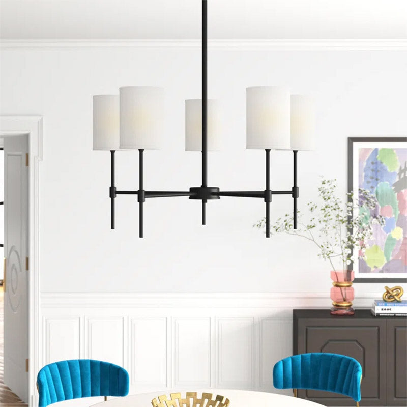 Silva Lampadario Moderno a LED in Metallo/Tessuto Nero/Oro per Soggiorno