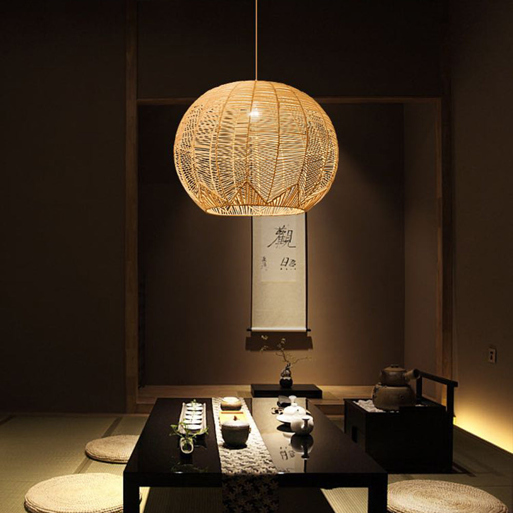 Ritta Designer Rotondo Rattan Lampade a Sospensione Sala da Pranzo Fatto a Mano