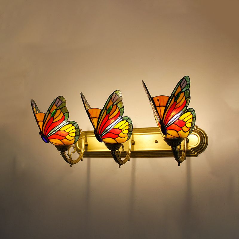 Arisha Design LED Bellissimo Decorativo Applique Metallo Vetro Artistica Farfalla Colorata Bagno