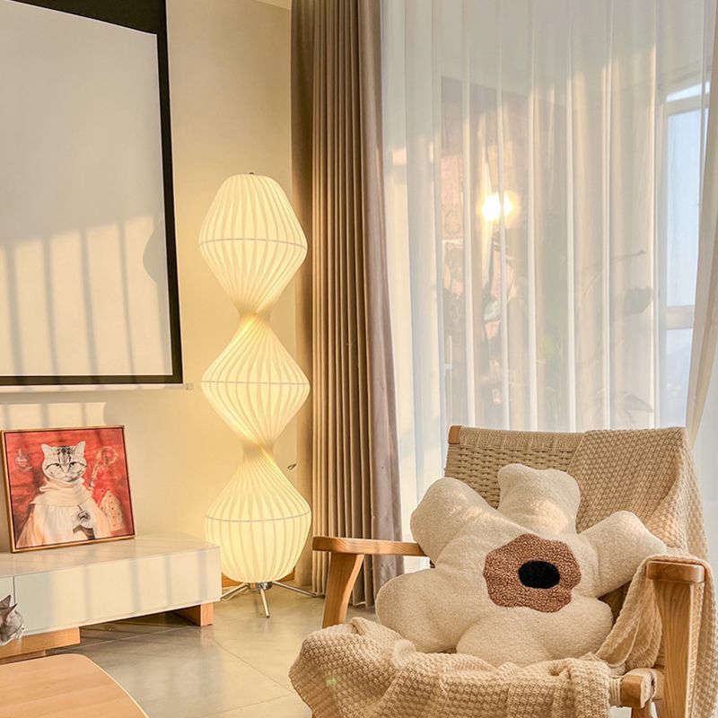 Ritta Moderne LED Lampade da Terra Tessuto/Metallo Bianco Salotto