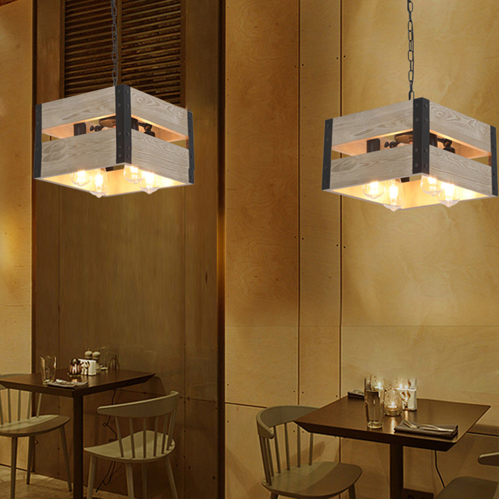 Alessio Design LED Quadrato Lampade a Sospensione Metallo/Legno Soggiorno/Camera da Letto