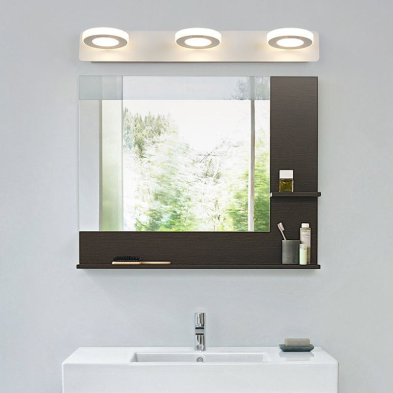 Arisha Design Minimalismo LED Applique Metallo Acrilico Bianco Rotondo Specchio Bagno