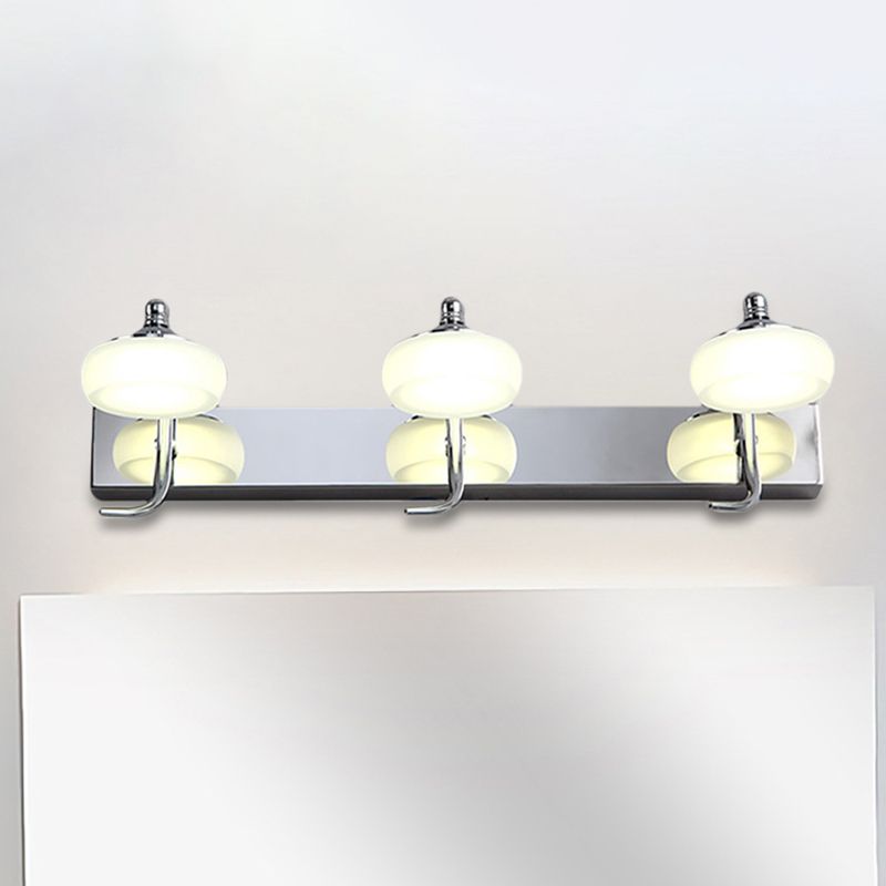 Arisha Moderno Design LED Applique Metallo Vetro Argento Specchio Bagno