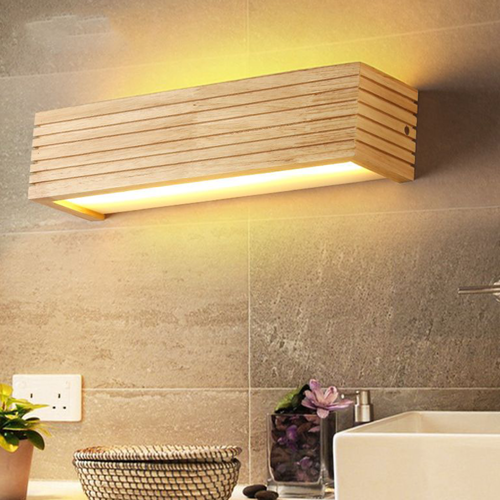 Muto Moderno LED Applique Rettangolo Legno Acrilico Soggiorno/Camera da Letto/Bagno