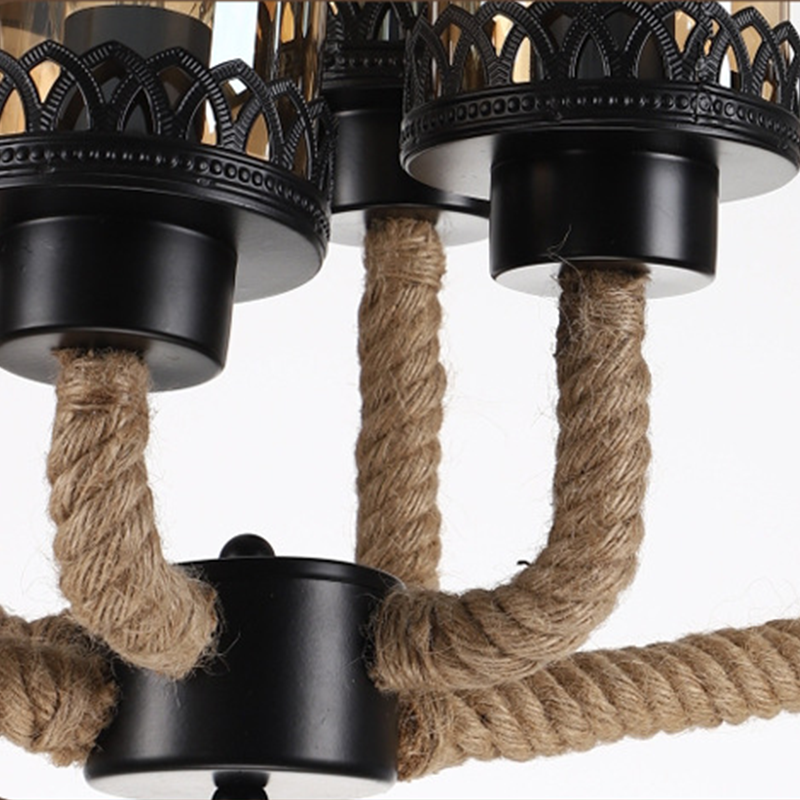 Epoch Vintage Metallo/Corda LED Sospensione Nero Soggiorno/Bar/Ristorante