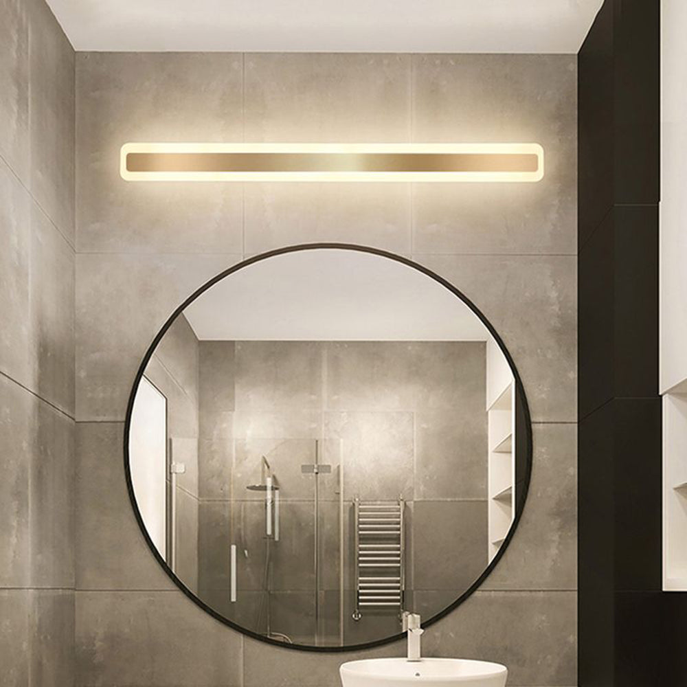 Arisha Applique Semplice Specchio Anteriore Rettangolare Vanità, Oro