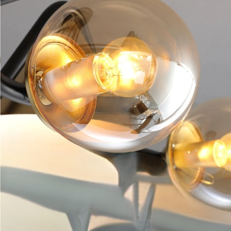 Arisha Design Metallo/Vetro Plafoniera Ambra/Grigio/Bianco Soggiorno