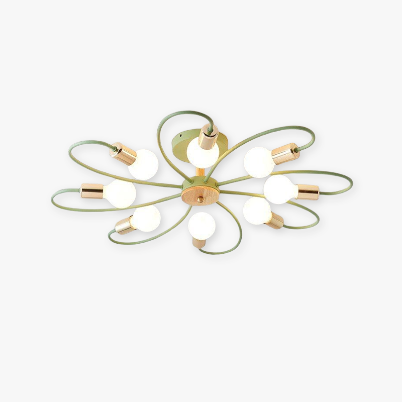 Lacey Elegante LED Bellissimo Plafoniera Metallo Vetro Fiore Grigia/Verde Soggiorno/Camera da Letto